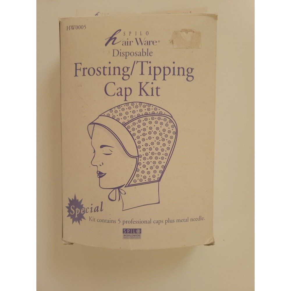 5 Pack Spillo Hair Ware Disposable Frosting/Tipping Cap Kit With Crochet Needle